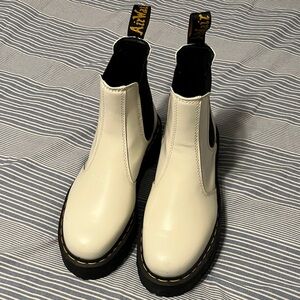 White Leather Chelsea Boots